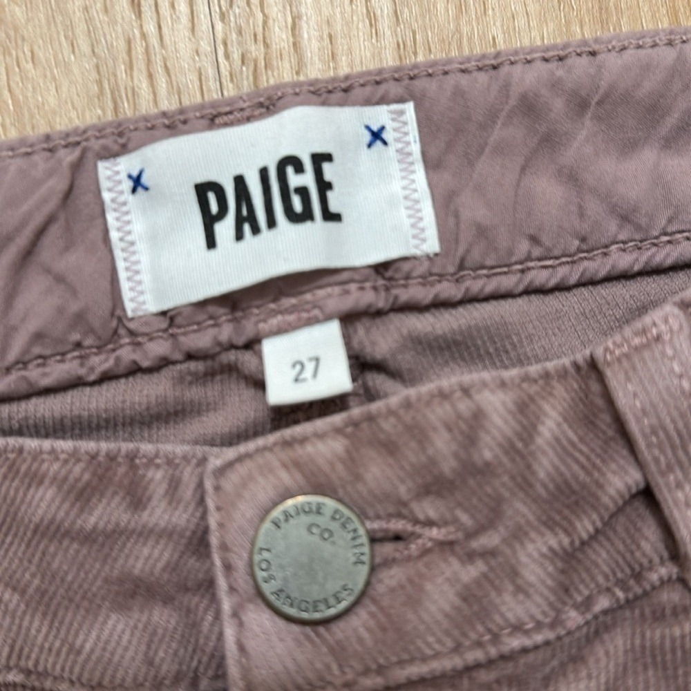 PAIGE | Women's Faded Mauve Pink Corduroy Hoxton Skinny Mid Rise Jeans, Size 27 - Picture 4 of 7